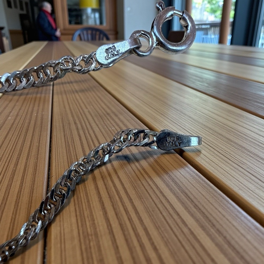 Silver Chain Bracelet stamped both ends estate​​ - Picture 8 of 9